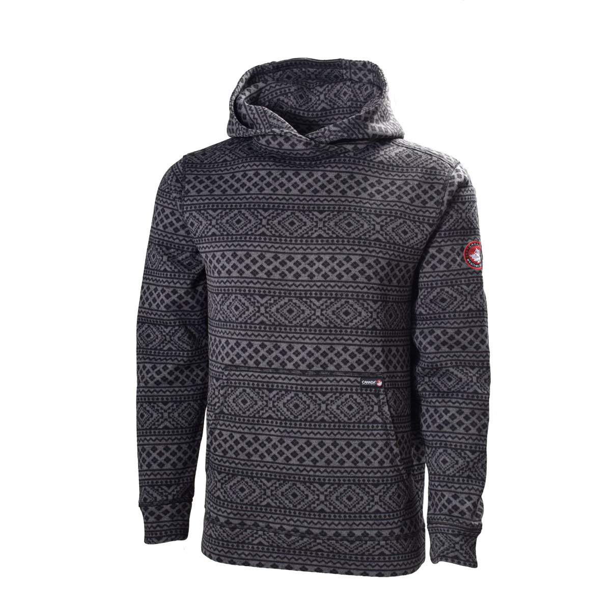 Aztec Tonal Canada Weather Gear Men's Tonal Aztec Sweater Fleece Hood
