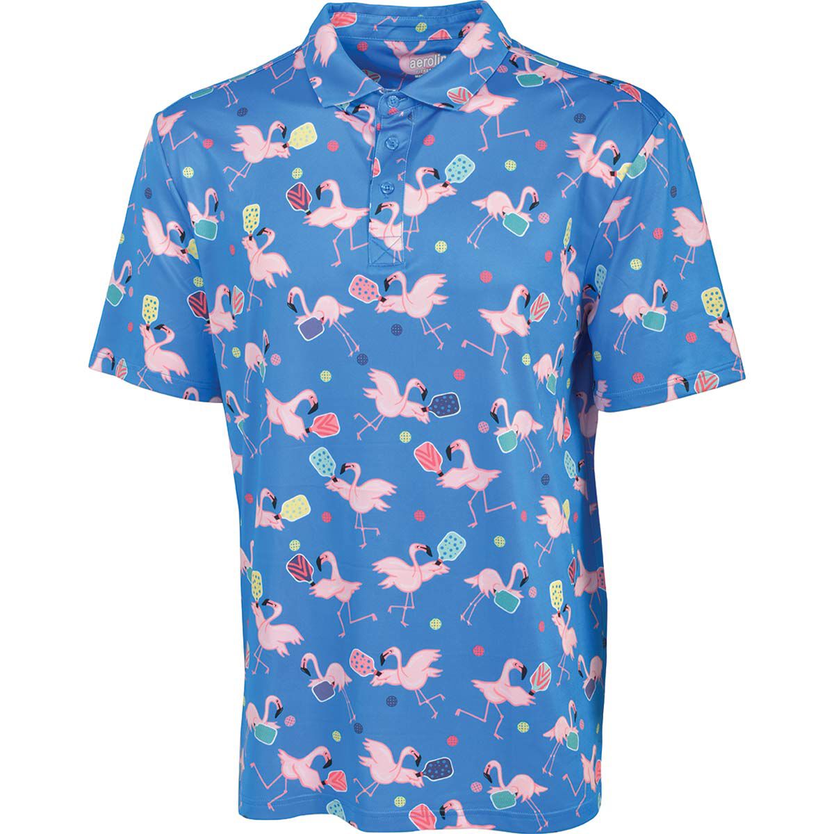 Aeroline Men's Short Sleeve Pickleball Flamingo Polo