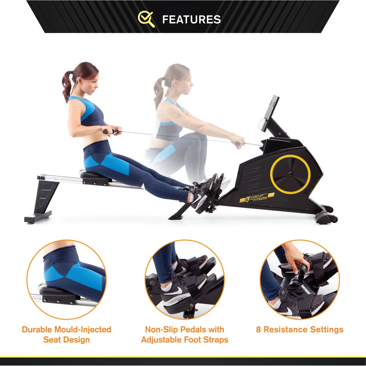 Circuit Fitness Deluxe Foldable Magnetic Rowing Machine