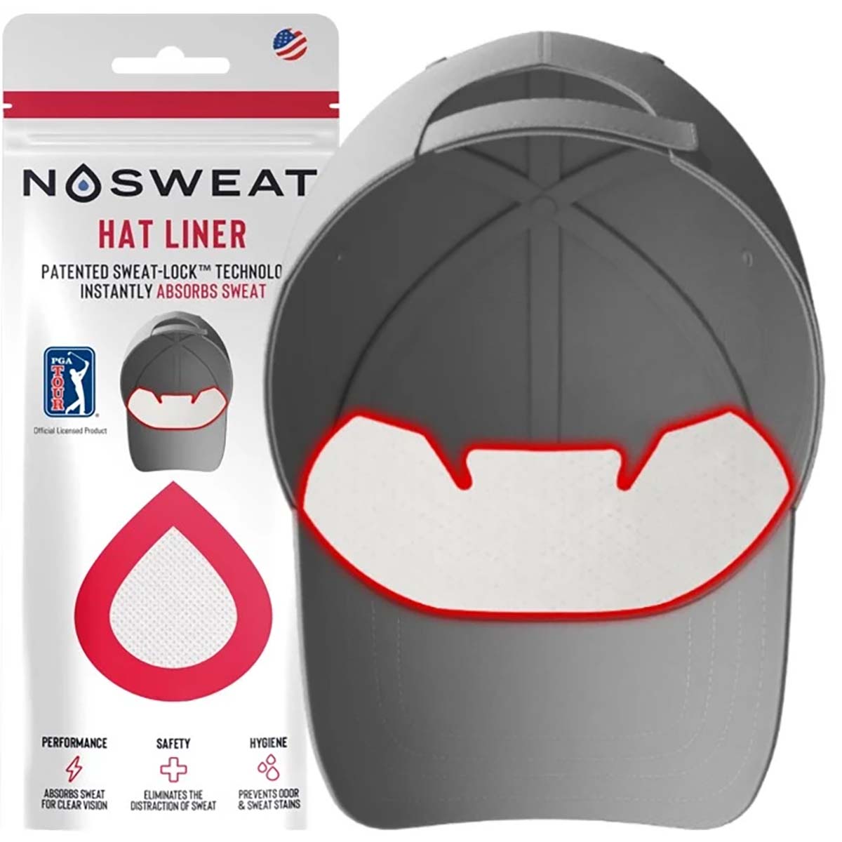 Nosweat PGA Tour Golf Hat White Sweat Liners - 6 Pack