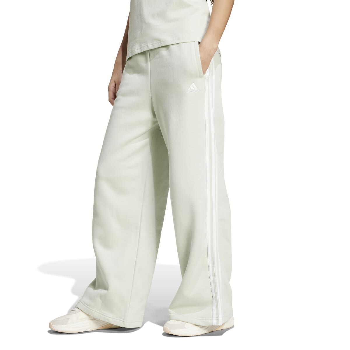 adidas Women's 3 Stripe Fleece Wide Leg Pant
