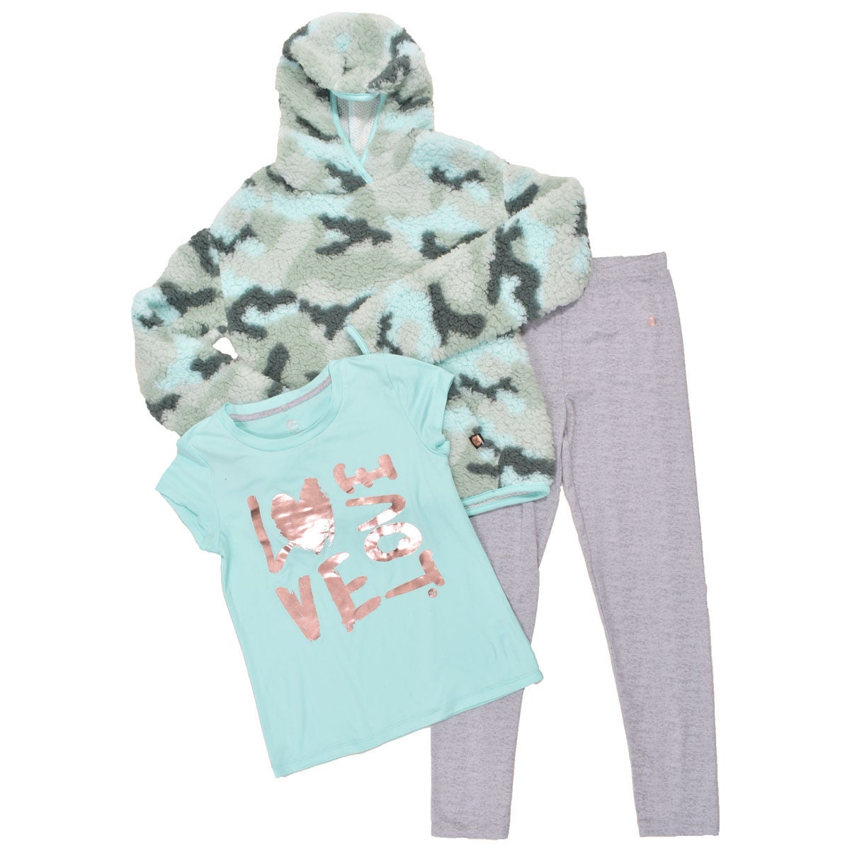 Rbx Girls' 3 Piece Camo Sherpa Legging Set