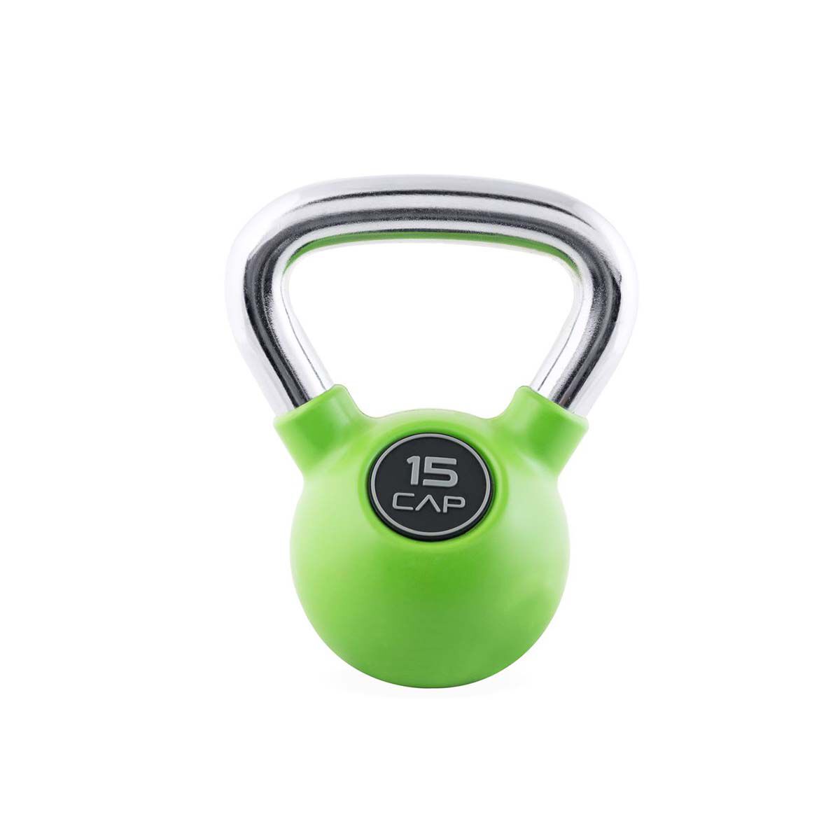 Cap 15 lb. Rubber Coated Kettlebell with Chrome Handle