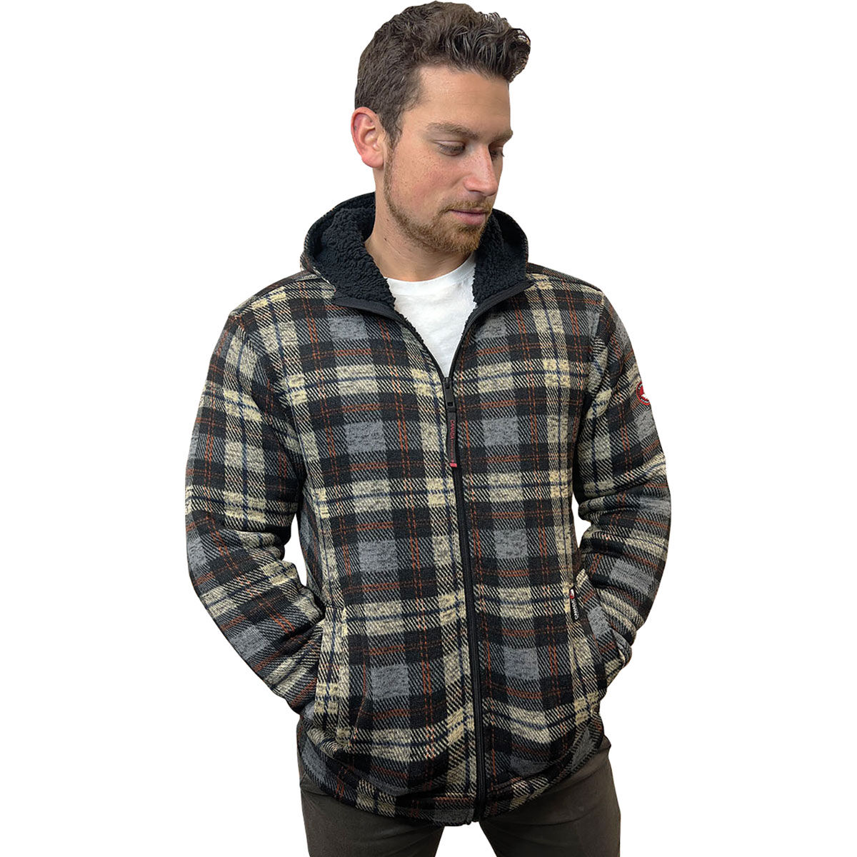 Canada Weather Gear Men's Plaid Fleece Sherpa Sweater
