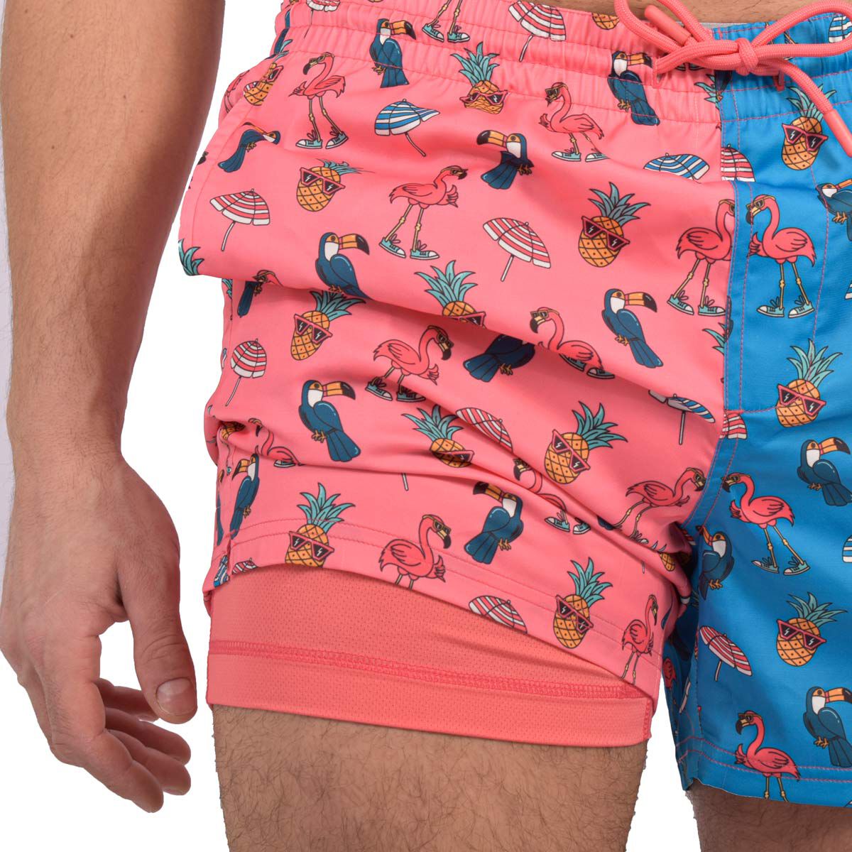 Aeroline Men's 2in1 Flamingo Swim Trunk