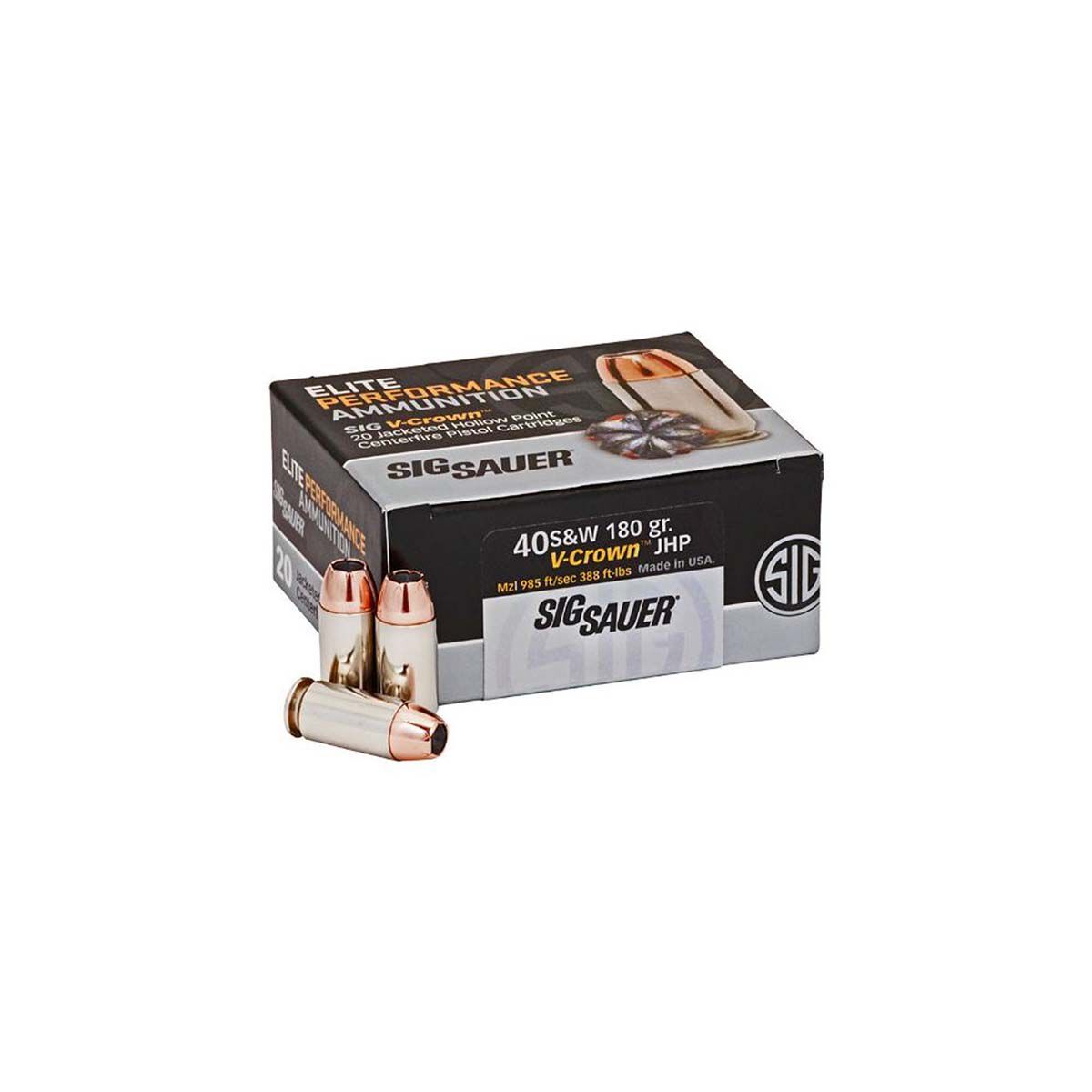 Sig Sauer 40S&W 180 Grain Elite V-Crown JHP Ammo