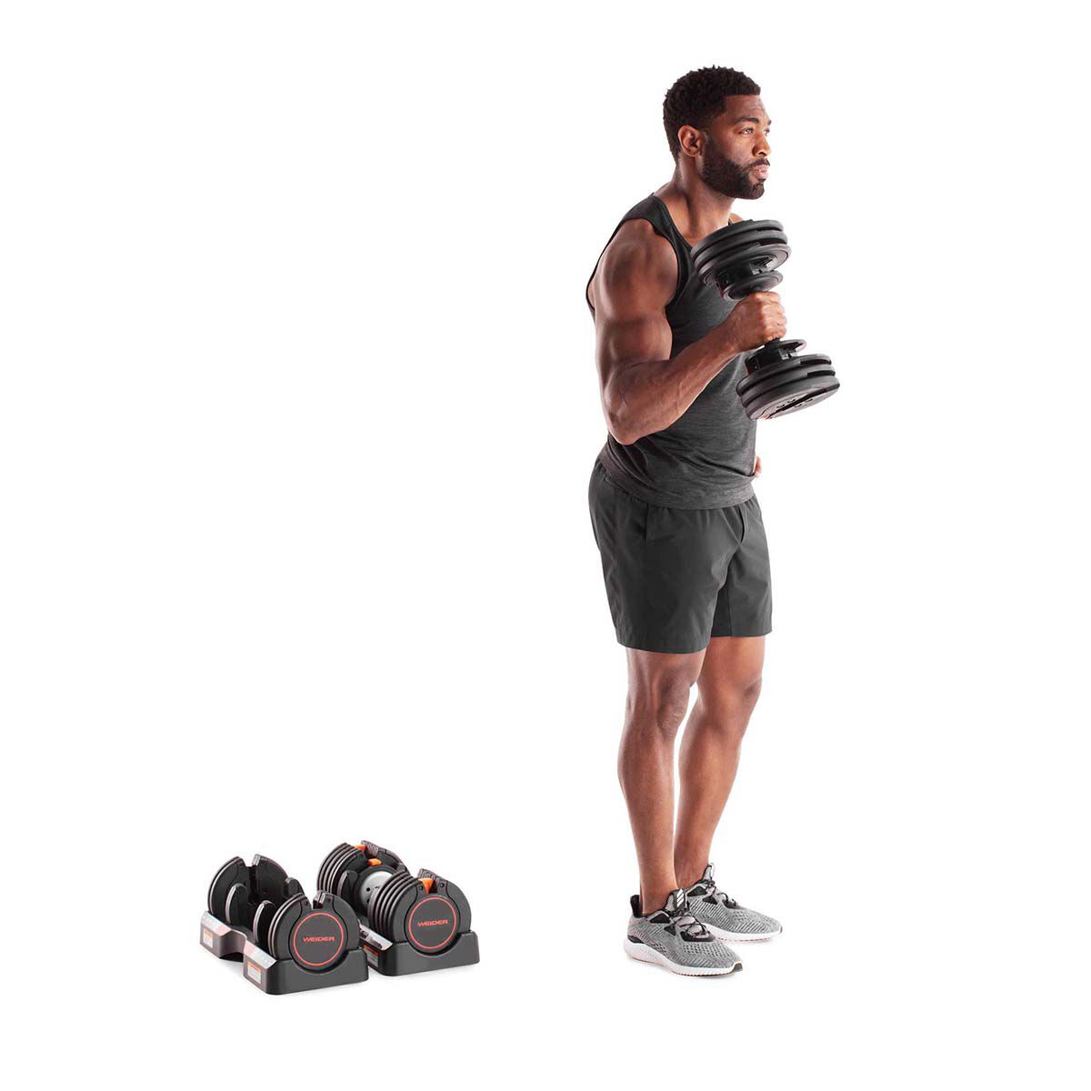 Weider 55lb Pair of Select-A-Weight Adjustable Dumbbells