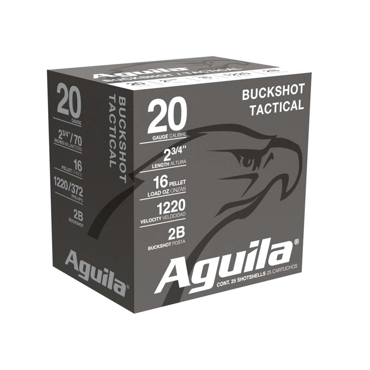 Aguila 20 Gauge 2 Buck Shot Ammunition - 25 Rounds