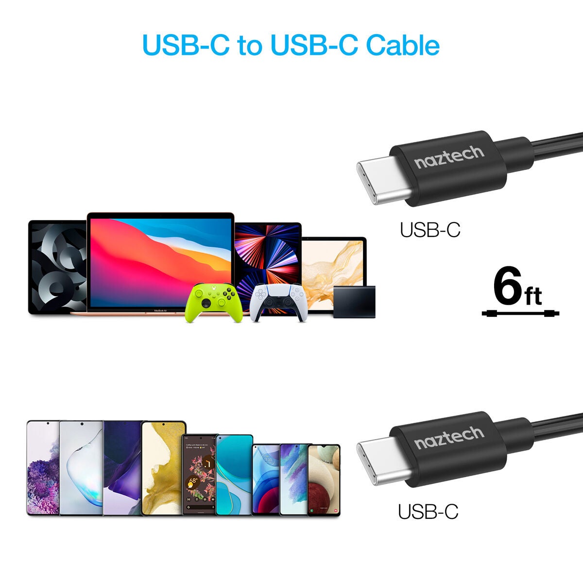 Naztech 30W USB-C PD Fast Wall Charger |  6ft USB-C Cable