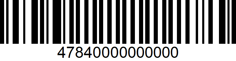 Scannable in-store apparel coupon barcode 47840000000000