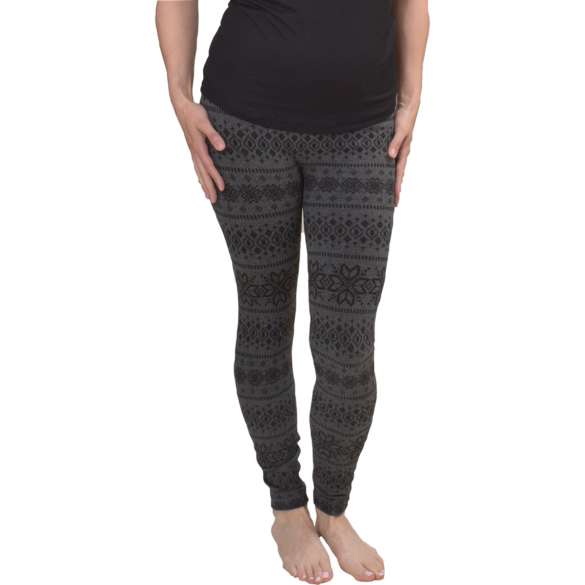Muk Luks Women's Grey/Black Fairisle Fleece Lined Leggings