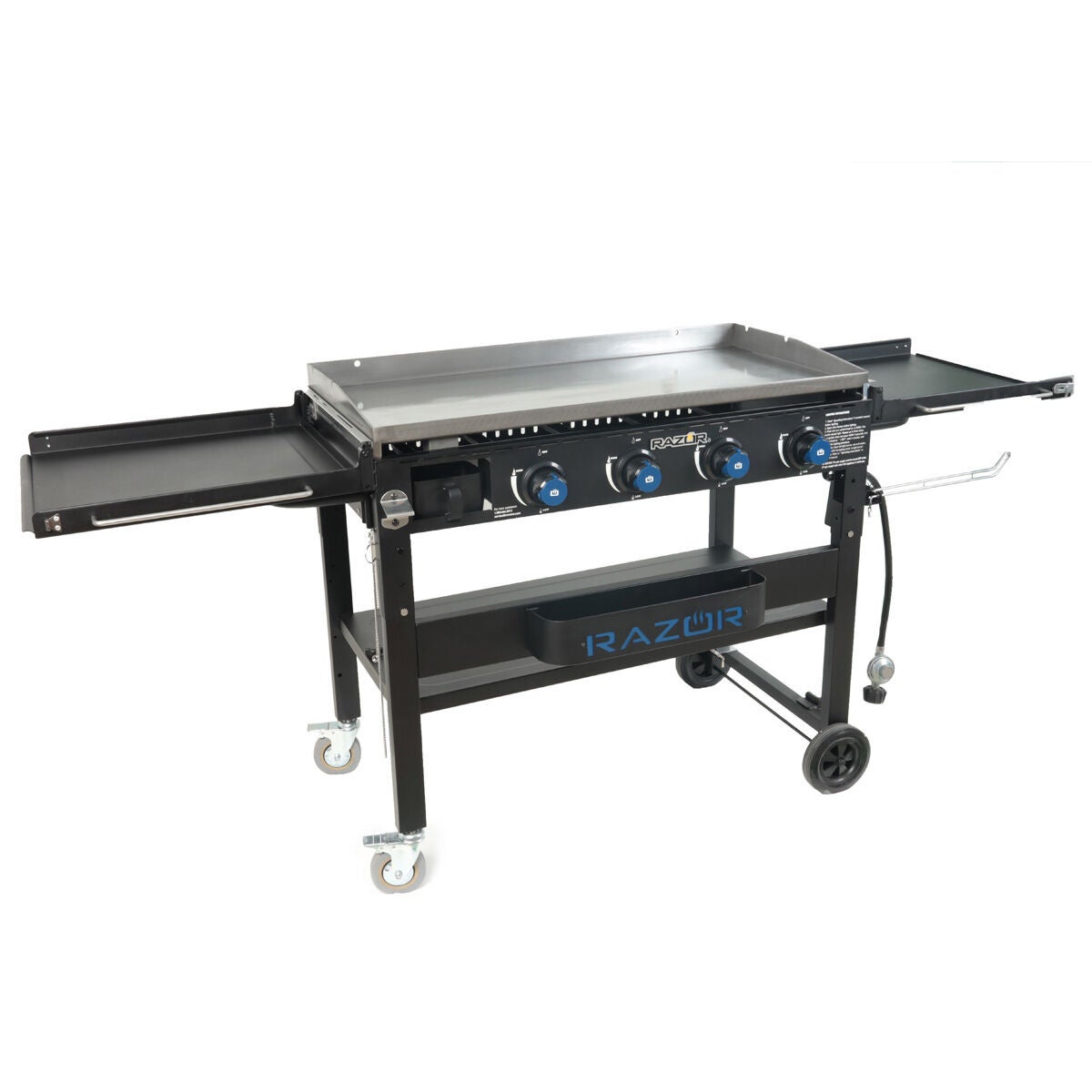 Razor 4 Burner Griddle Grill with Foldable Shelves with included Condiment Tray and Wind Guards
