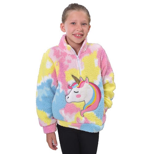 Seven Apparel Girl's 1/4 Zip Coral Fleece Jacket