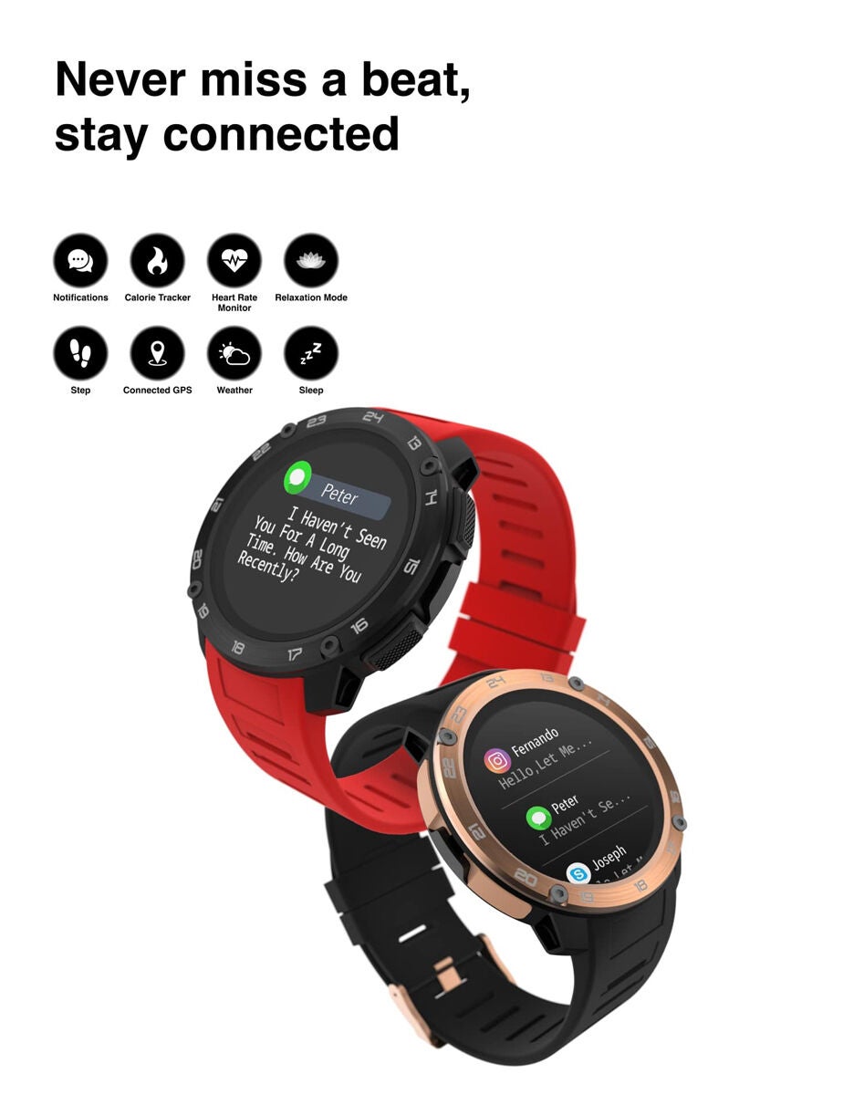 Itouch Explorer Smartwatch: Rose Gold Case with Black Silicone Strap