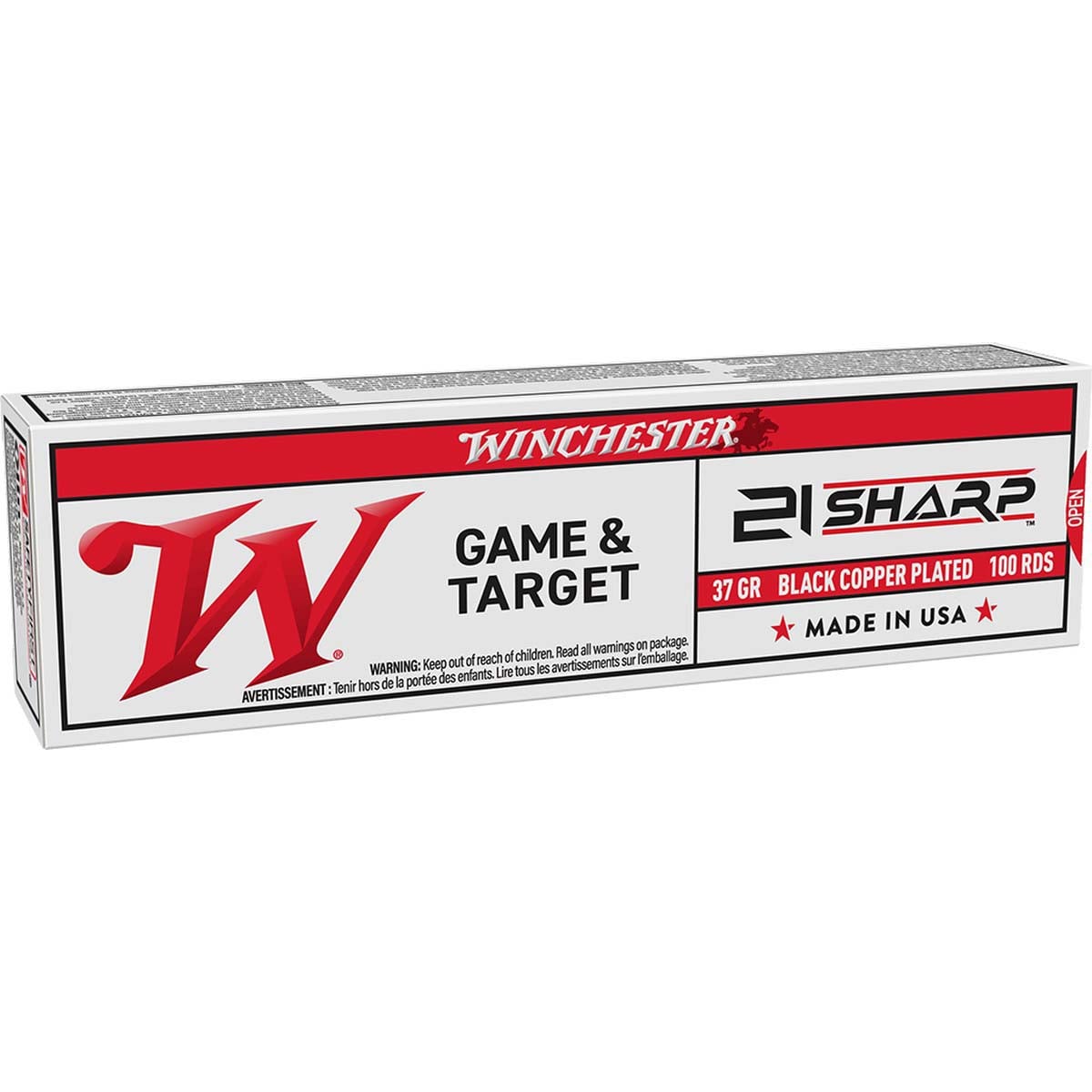 Winchester 21 Sharp 37-Grain Rimfire Ammunition (100 Rounds)