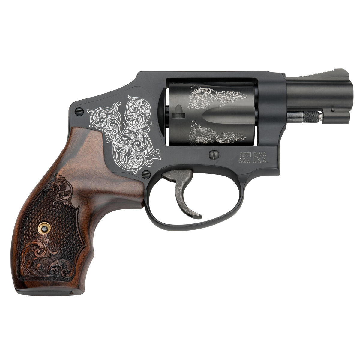 Smith & Wesson M442 38 ENGRV 5R BLK Revolver