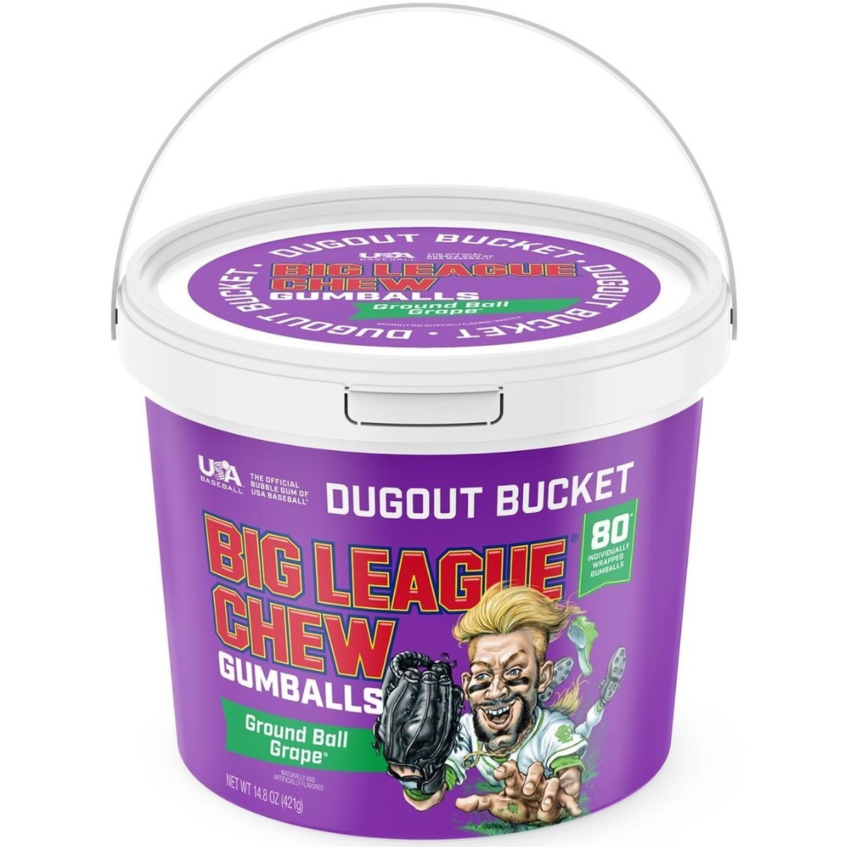 Big League Chew Big League Chew Ground Ball Grape Gumballs Dugout Bucket