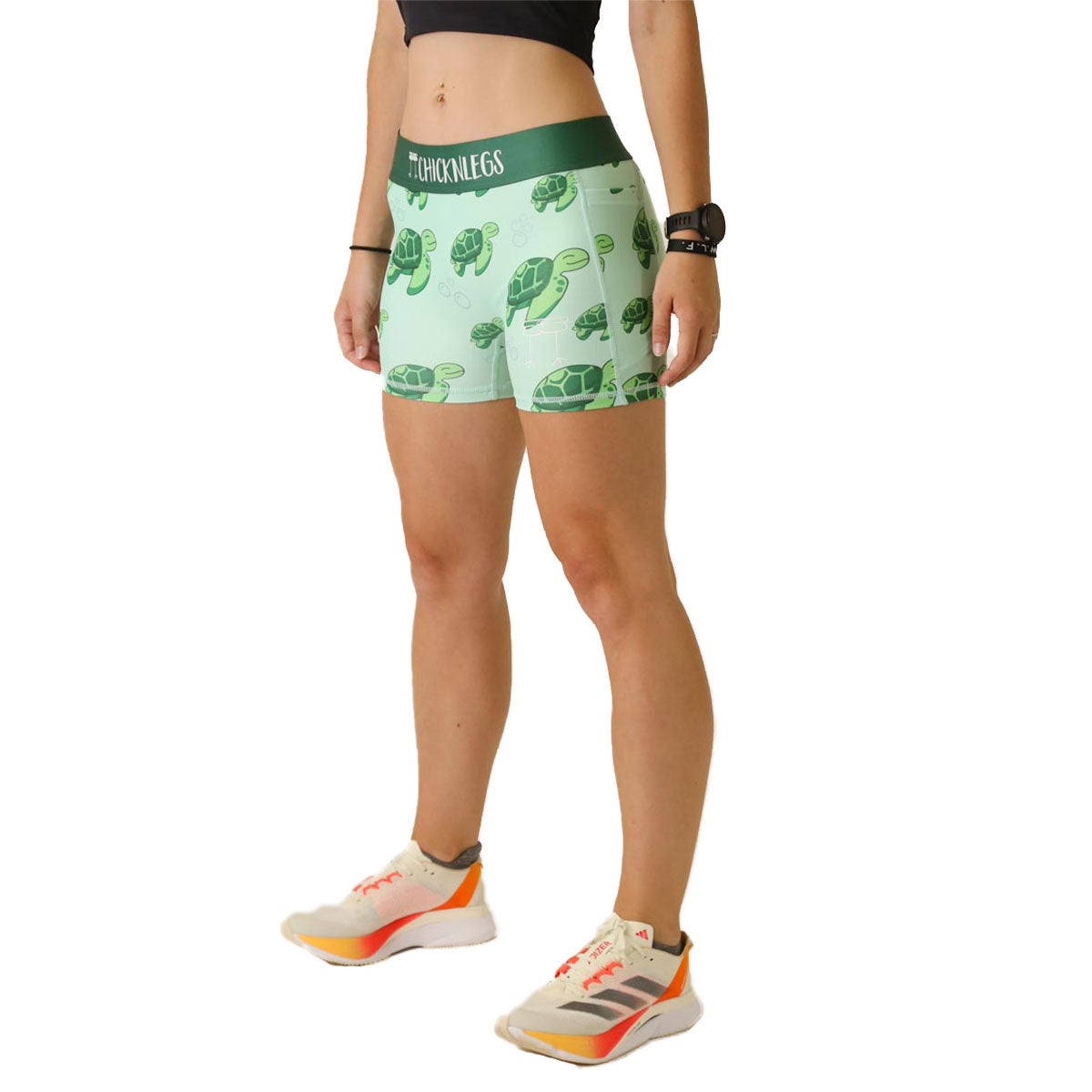 Chickn Legs Women's 3" Compression Shorts Sea Turtles
