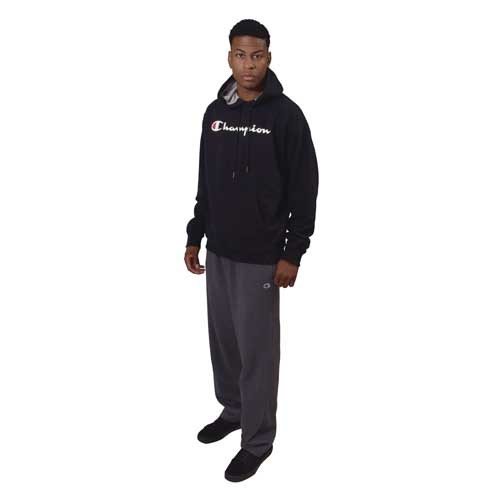 champion men's powerblend relaxed bottom fleece pant
