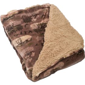 Canyon Creek Brown Outdoor Animal Print Sherpa-Lined Blanket