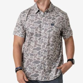 Burlebo Men's Performance Button-Up Classic Deer Camo Short Sleeve Shirt