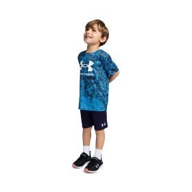 Under Armour Boys' Blue Printed Tech Short Sleeve Set