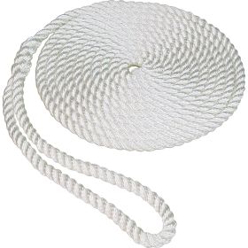 Unified Marine Twisted Nylon Dock Line with Spliced Eye, 3/8 in x 15 ft