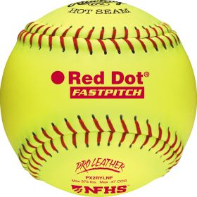 Rawlings 12-Inch Pro Leather Red Dot NFHS Stamp Softballs 1 Dozen