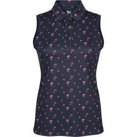 Veelo Golf Women's Tiki Print Sleeveless Golf Polo