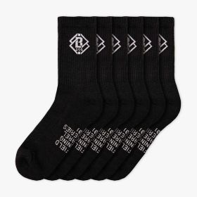 Baseball Lifestyle 6pk Black Crew Performance Socks