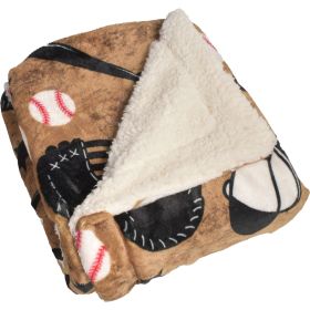 Canyon Creek Baseball Print Sherpa-Lined Blanket