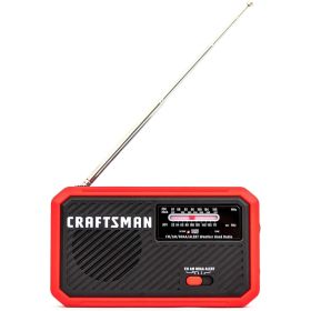 Craftsman Rechargeable Emergency Weather Alert Radio with LED Flashlight and Solar Charging