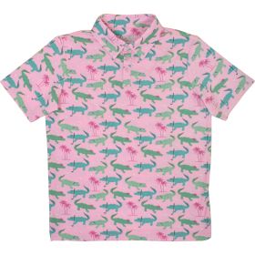 Aeroline Boys' Pink Gator Golf Printed Polo