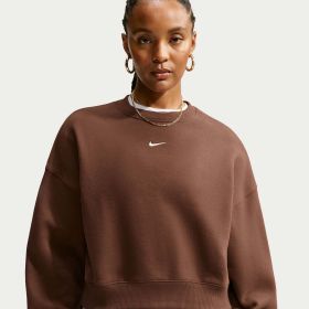 Nike Women's Studio Fleece Midweight Oversized Crop Crew Neck Sweatshirt