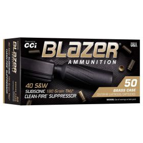 CCI Blazer Brass Clean-Fire Suppressor, 40 S&W, 180 Grain, Total Metal Jacket Flat