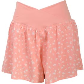 Ebb & Flow Women's Peach Pearl White Floral Crossover Flowy Short