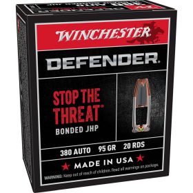 Winchester Handgun Defender .380 Auto 95-Grain Bonded JHP Ammunition (20 Rounds)