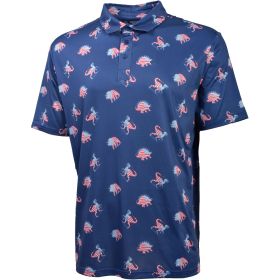 Aeroline Men's Navy Dino Flag Americana Printed Polo