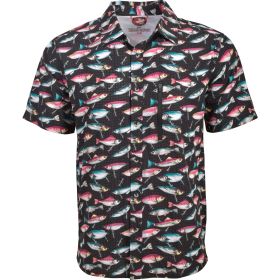 Canada Weather Gear Men's Fishing Lure Perforated Print Poly Woven Shirt