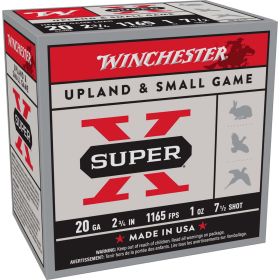 Winchester 20 Gauge Super X Upland & Small Game Shotshells, 2-3/4  7-1/2 Shot, 1 oz