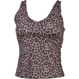 Sola Women's Lux Cheetah V-Neck Tank with Built-In Bra