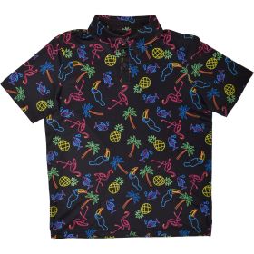 Aeroline Boys' Black Neon Flamingo Printed Polo