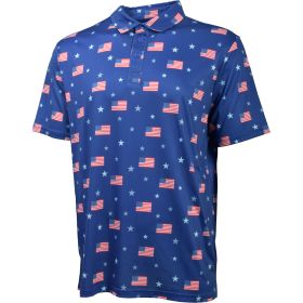 Aeroline Men's Traditional Flag and Start Americana Printed Polo