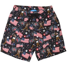Canyon Creek Boys' Belivin' Sasquatch Americana 9" Inseam Swim Trunk with Cargo Pocket