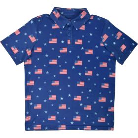 Aeroline Boys' Navy Flag and Star Americana Printed Polo