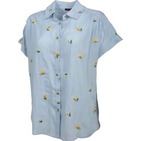 Canyon Creek Women's Celestial Blue Lemon Embroidered Button-Front Short Sleeve Top