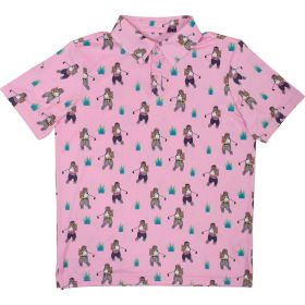 Aeroline Boys' Pink Bear Dressed to Play Golf Printed Polo