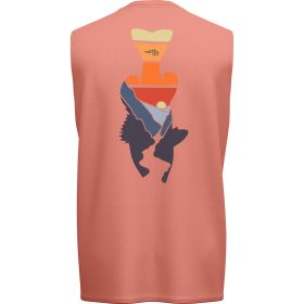 Reel Life Men's Sleeveless Performance Tank - Sunset Fish Graphic