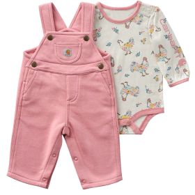 Carhartt Girl's Infant 2-Piece Long Sleeve Bodysuit & Fleece Overall Set