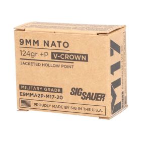 Sig Sauer 9mm P 124 GR Elite V-Crown M17 JHP 20-Round Box